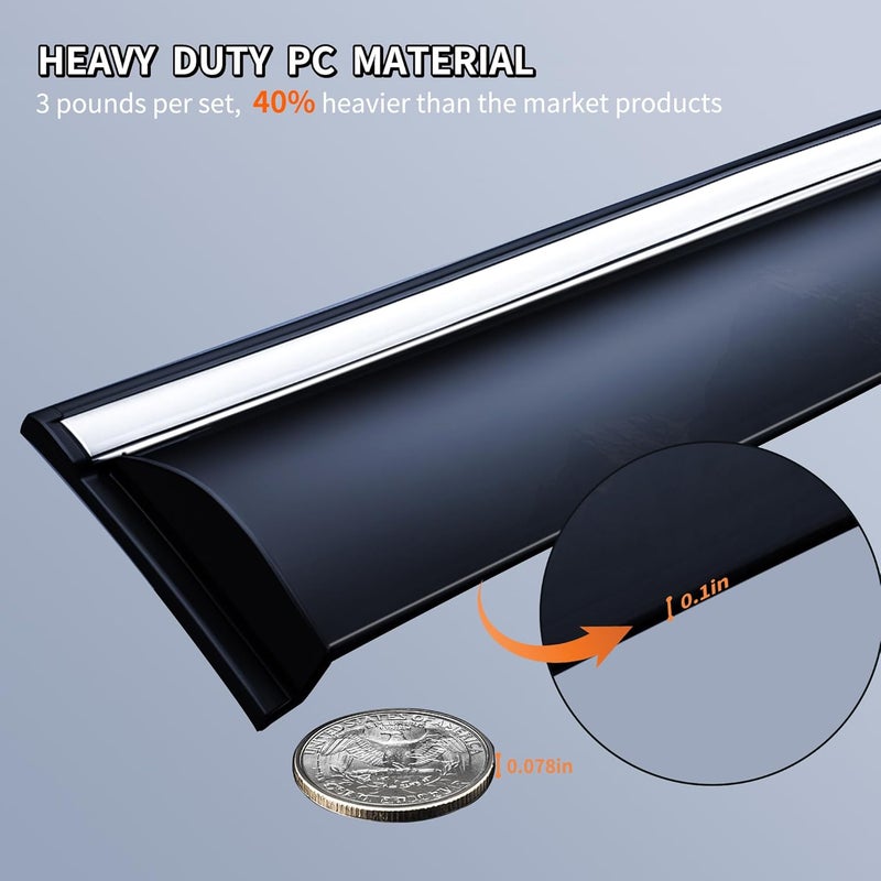 Vesul Compatible with Honda CR-V CRV 2026-2023 All Trims Tape on Extended Window Deflector Rain Guard Vent Visor Shield Cover with 304 Stainless Steel Trim Smoke Black - Image 2